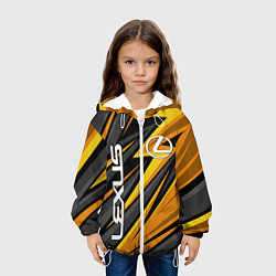 Куртка с капюшоном детская Лексус - желтая спортивная абстракция, цвет: 3D-белый — фото 2