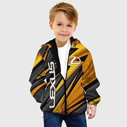 Куртка с капюшоном детская Лексус - желтая спортивная абстракция, цвет: 3D-черный — фото 2