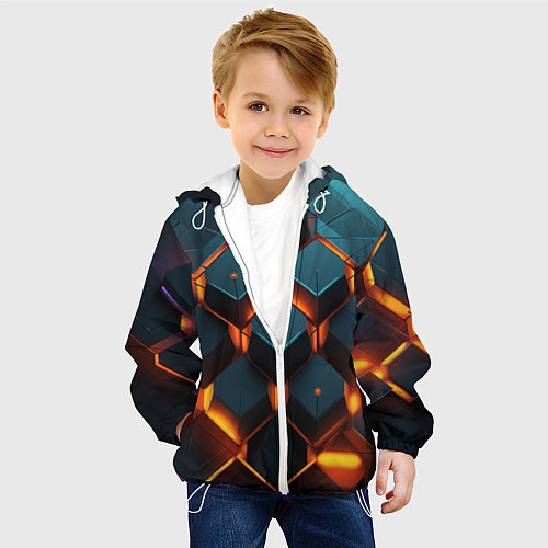 Детская куртка Объемные кубы со светом / 3D-Белый – фото 4