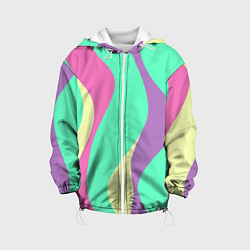 Куртка с капюшоном детская Полосатая цветная абстракция, цвет: 3D-белый