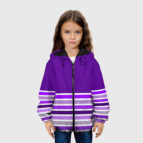Детская куртка Строгий фиолетовый полосатый / 3D-Черный – фото 3