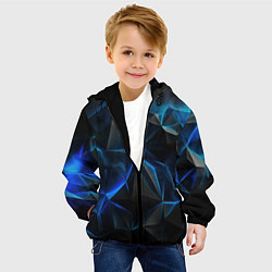Куртка с капюшоном детская Blue abstract ice, цвет: 3D-черный — фото 2
