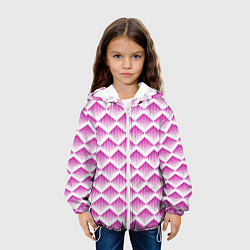 Куртка с капюшоном детская Розовые вдавленные ромбы, цвет: 3D-белый — фото 2