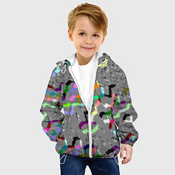 Куртка с капюшоном детская Серая абстракция с цветными элементами, цвет: 3D-белый — фото 2