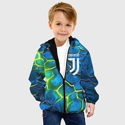 Куртка с капюшоном детская Juventus blue green neon, цвет: 3D-черный — фото 2