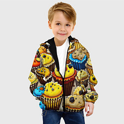 Куртка с капюшоном детская Вкусный принт - кексы от нейросети, цвет: 3D-черный — фото 2