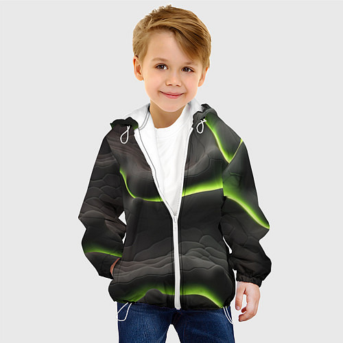 Детская куртка Green black texture / 3D-Белый – фото 4