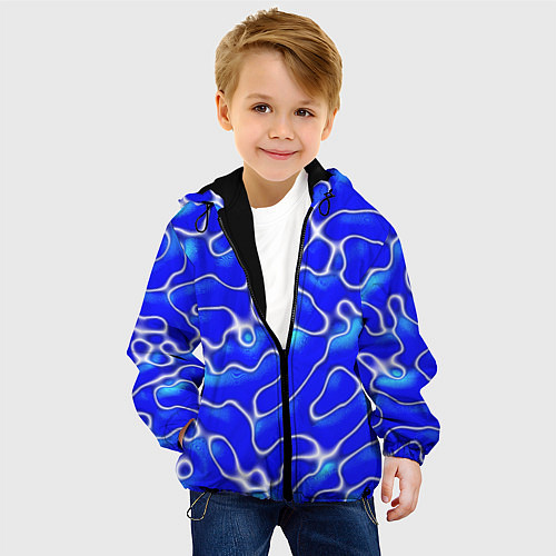 Детская куртка Синий волнистый рисунок / 3D-Черный – фото 4
