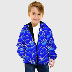 Куртка с капюшоном детская Синий волнистый рисунок, цвет: 3D-черный — фото 2