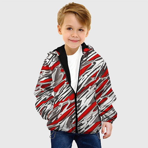 Детская куртка Красные полосы за субстанцией / 3D-Черный – фото 4