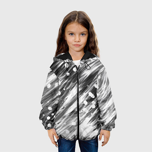 Детская куртка Черно-белые штрихи / 3D-Черный – фото 3