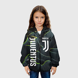 Куртка с капюшоном детская Juventus dark green logo, цвет: 3D-черный — фото 2