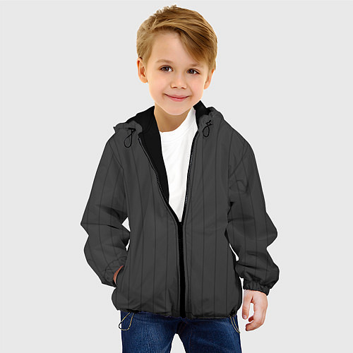 Детская куртка Насыщенный серый полосатый / 3D-Черный – фото 4