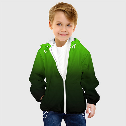 Детская куртка Градиент ядовитый зеленый - черный / 3D-Белый – фото 4