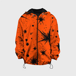 Куртка с капюшоном детская Огненный оранжевый абстракция, цвет: 3D-черный
