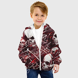 Куртка с капюшоном детская Красные скелетоны, цвет: 3D-белый — фото 2