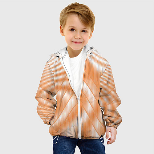 Детская куртка Полосатый оранжевый градиент / 3D-Белый – фото 4