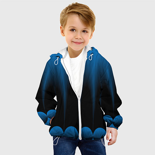 Детская куртка Сине-черный градиент в полоску / 3D-Белый – фото 4