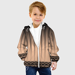 Куртка с капюшоном детская Персиковый полосатый градиент, цвет: 3D-белый — фото 2
