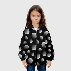 Куртка с капюшоном детская Шары в полоску на черном фоне, цвет: 3D-черный — фото 2