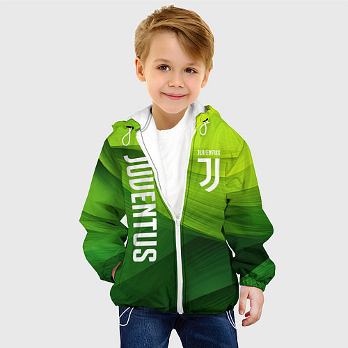 Детская куртка Ювентус лого на зеленом фоне / 3D-Белый – фото 4