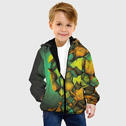 Куртка с капюшоном детская Зеленая объемная абстракция, цвет: 3D-черный — фото 2
