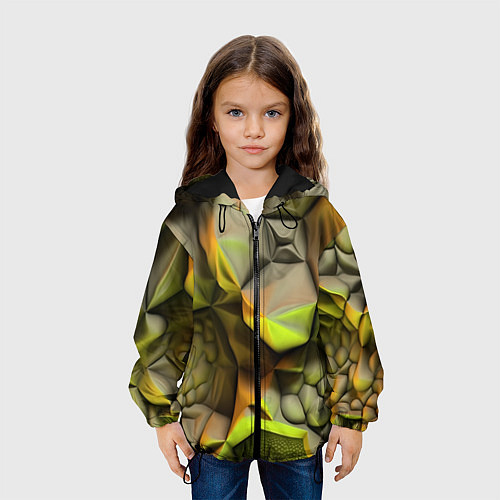 Детская куртка Зеленая объемная космическая текстура / 3D-Черный – фото 3