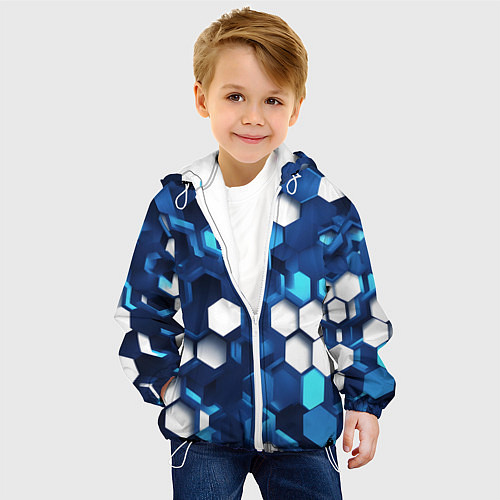 Детская куртка Cyber hexagon Blue / 3D-Белый – фото 4