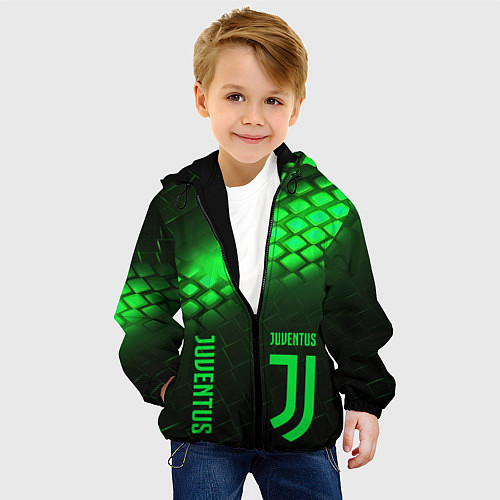 Детская куртка Juventus green logo neon / 3D-Черный – фото 4