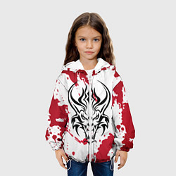 Куртка с капюшоном детская Дракон на фоне красных пятен, цвет: 3D-белый — фото 2