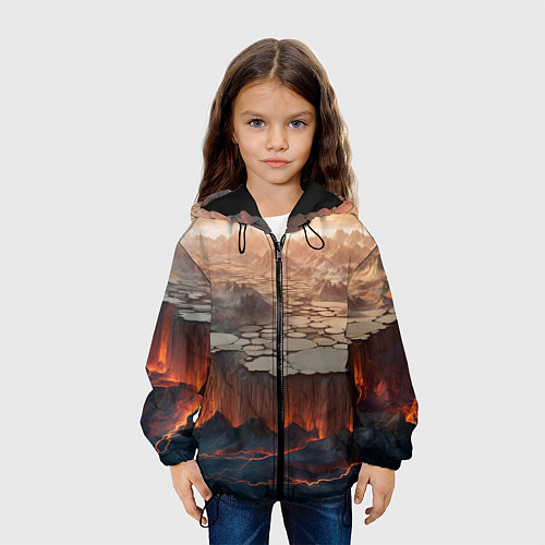 Детская куртка Разлом земли и лавовой поверхности / 3D-Черный – фото 3
