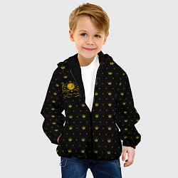 Куртка с капюшоном детская Королевский паттерн - Людмила, цвет: 3D-черный — фото 2