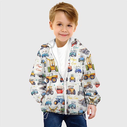 Детская куртка Акварельные тракторы - детский паттерн / 3D-Белый – фото 4