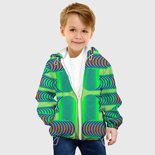 Детская куртка Дуги на зеленом фоне / 3D-Белый – фото 4