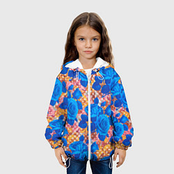 Куртка с капюшоном детская Цветочный разноцветный узор с розами, цвет: 3D-белый — фото 2