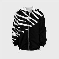 Куртка с капюшоном детская Полосы зебры с черным, цвет: 3D-белый
