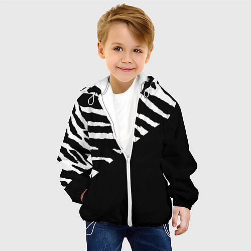 Детская куртка Полосы зебры с черным / 3D-Белый – фото 4