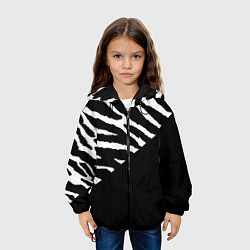 Куртка с капюшоном детская Полосы зебры с черным, цвет: 3D-черный — фото 2