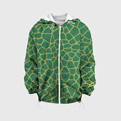 Куртка с капюшоном детская Зелёная текстура - нейросеть, цвет: 3D-белый
