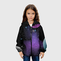 Куртка с капюшоном детская Фон космоса звёздное небо, цвет: 3D-черный — фото 2