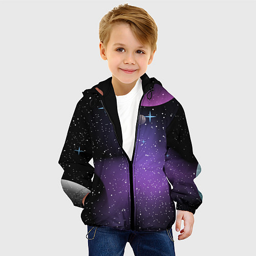 Детская куртка Фон космоса звёздное небо / 3D-Черный – фото 4
