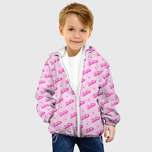Детская куртка Паттерн - Барби и сердечки / 3D-Белый – фото 4