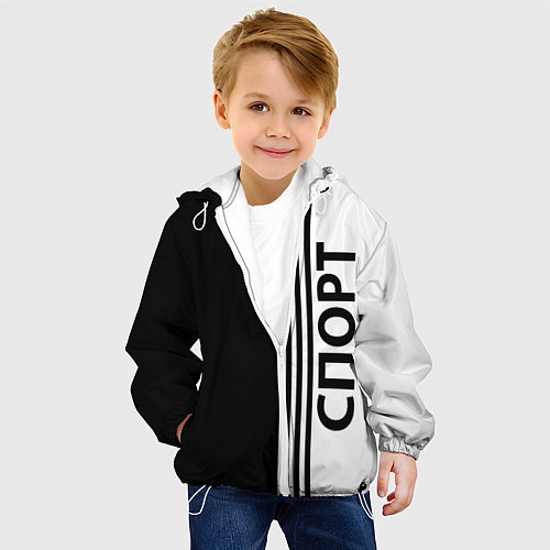 Детская куртка Спорт три полоски / 3D-Белый – фото 4