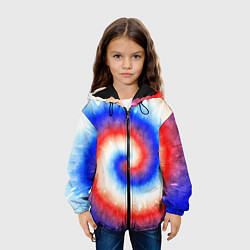Куртка с капюшоном детская Тай-дай Российский флаг, цвет: 3D-черный — фото 2