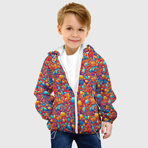 Детская куртка Разноцветные пузырики узор / 3D-Белый – фото 4