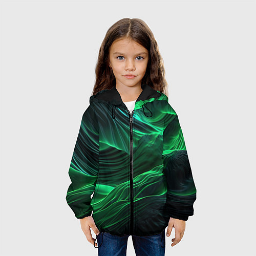 Детская куртка Зеленая абстракция / 3D-Черный – фото 3