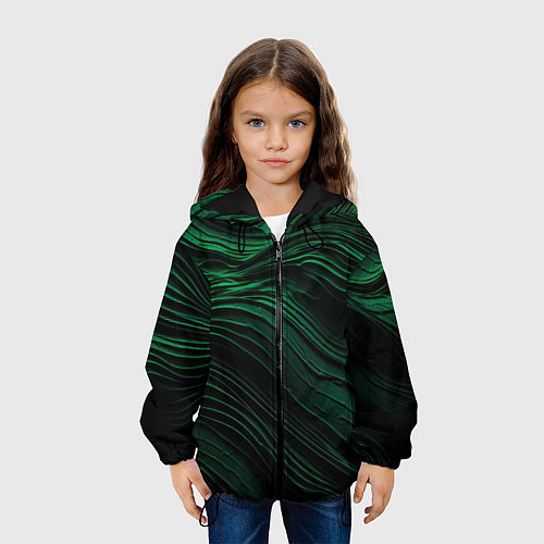 Детская куртка Dark green texture / 3D-Черный – фото 3