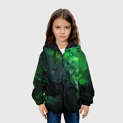 Куртка с капюшоном детская Зеленая объемная текстура, цвет: 3D-черный — фото 2