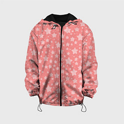 Куртка с капюшоном детская Розовый паттерн со звёздами, цвет: 3D-черный