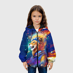 Куртка с капюшоном детская Космический лев - неоновое свечение, цвет: 3D-черный — фото 2